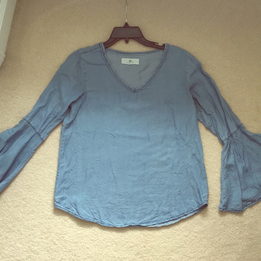 Chambray (denim) top with bell sleeves